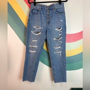 Free People High Rise Straight Leg Jeans Size 30
